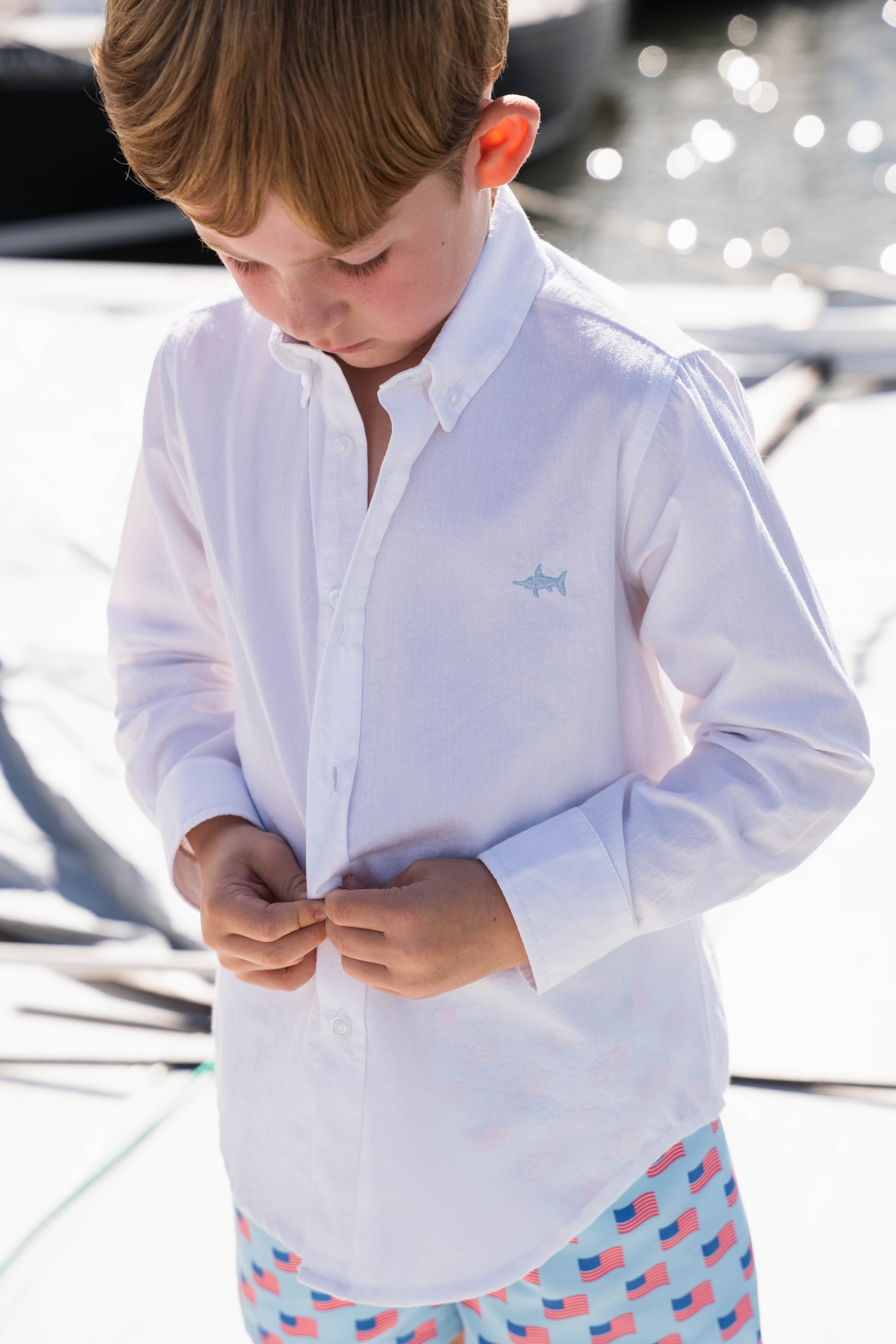 Carter Oxford Shirt White Solid Seersucker