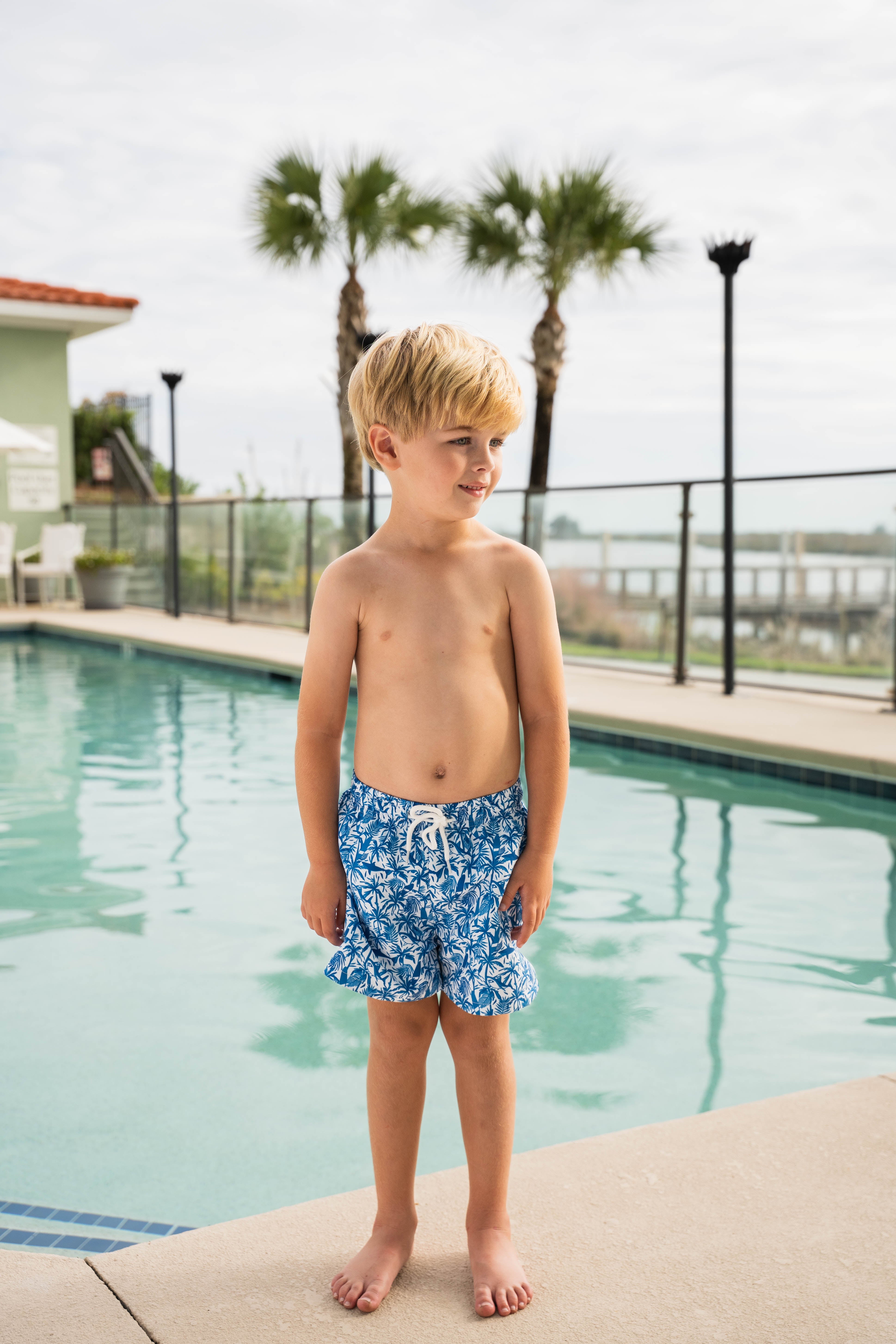 Saint Simons Swim Trunk Blue Surf Toile