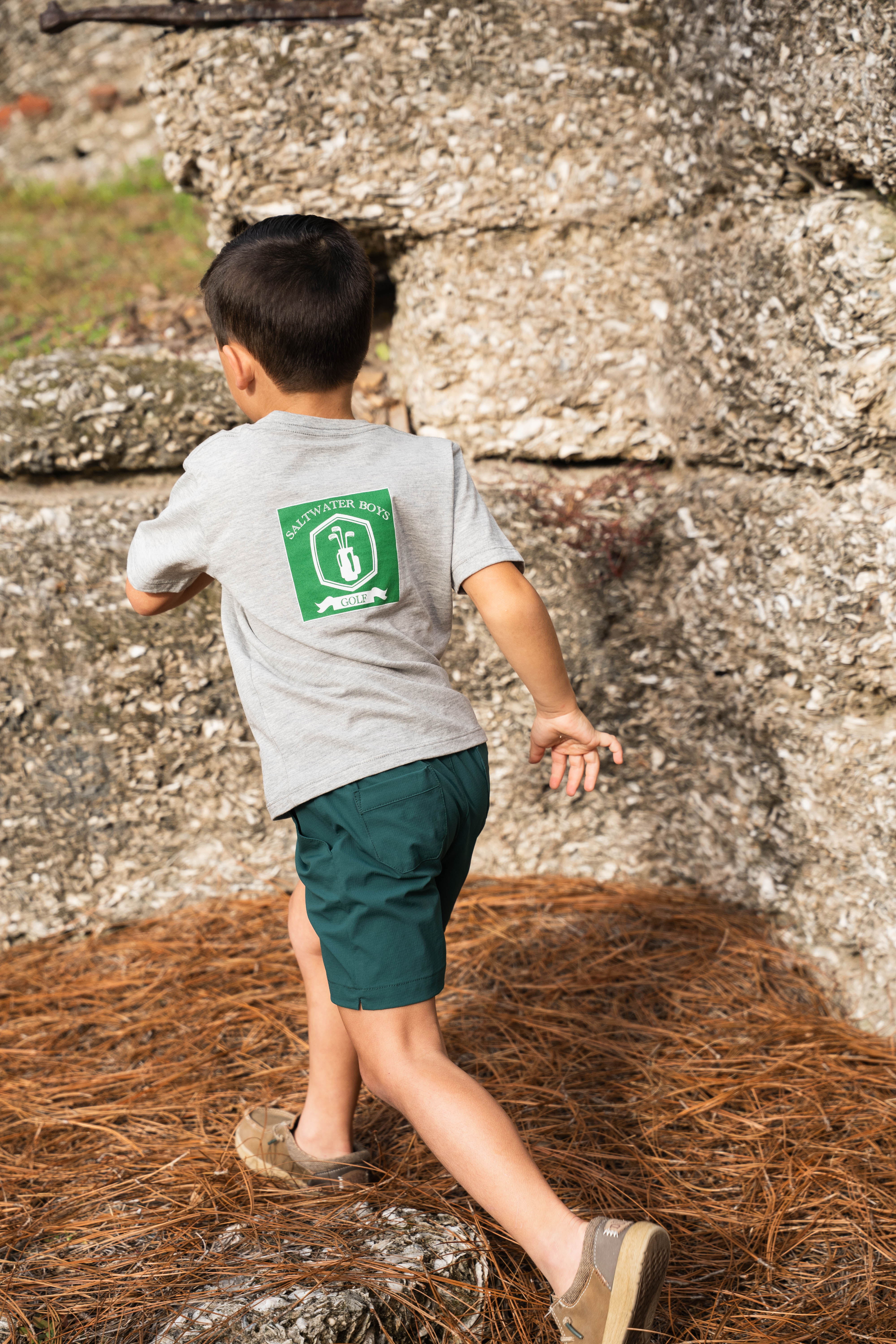 Green Golf Bag T-Shirt - Heather Grey