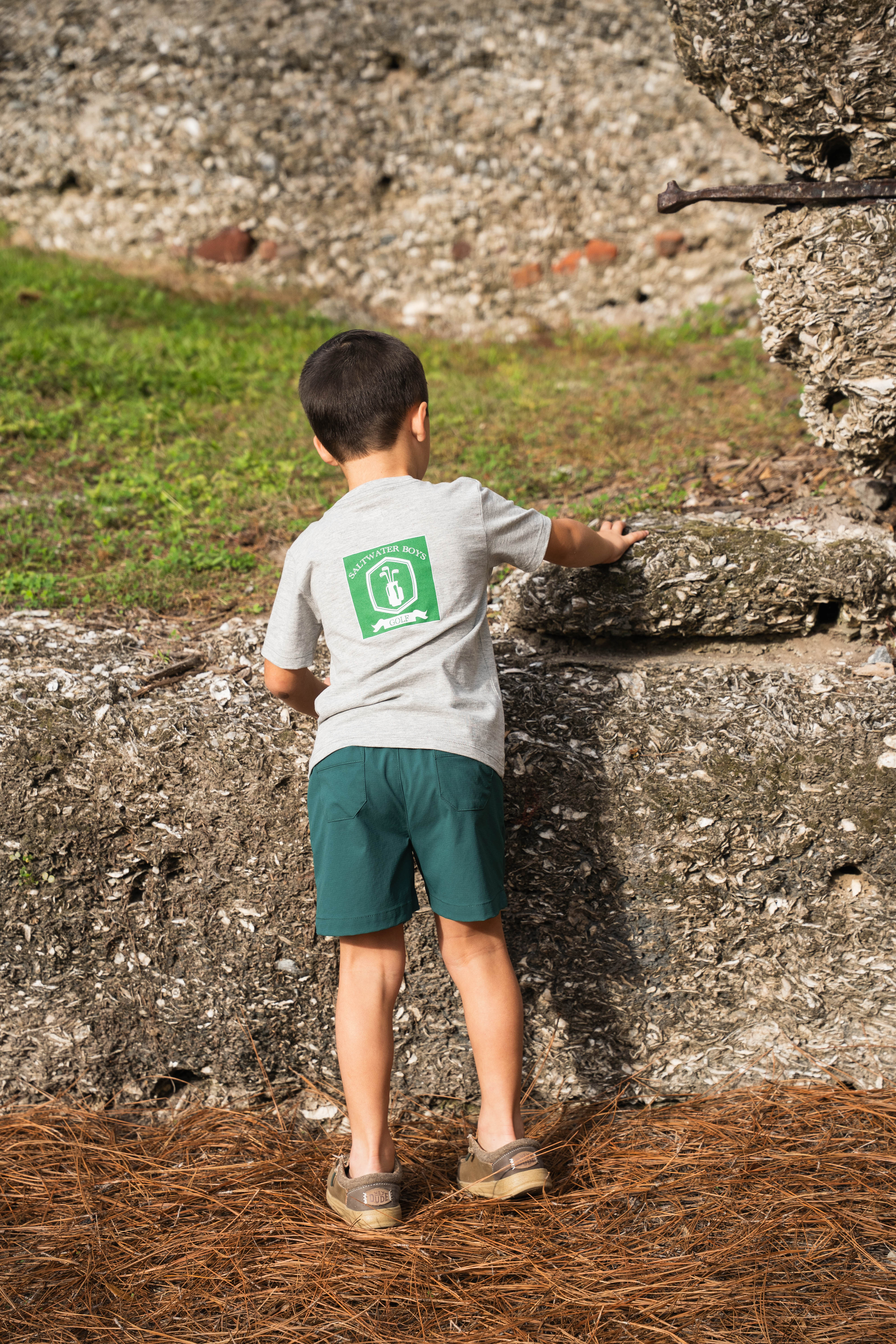 Green Golf Bag T-Shirt - Heather Grey