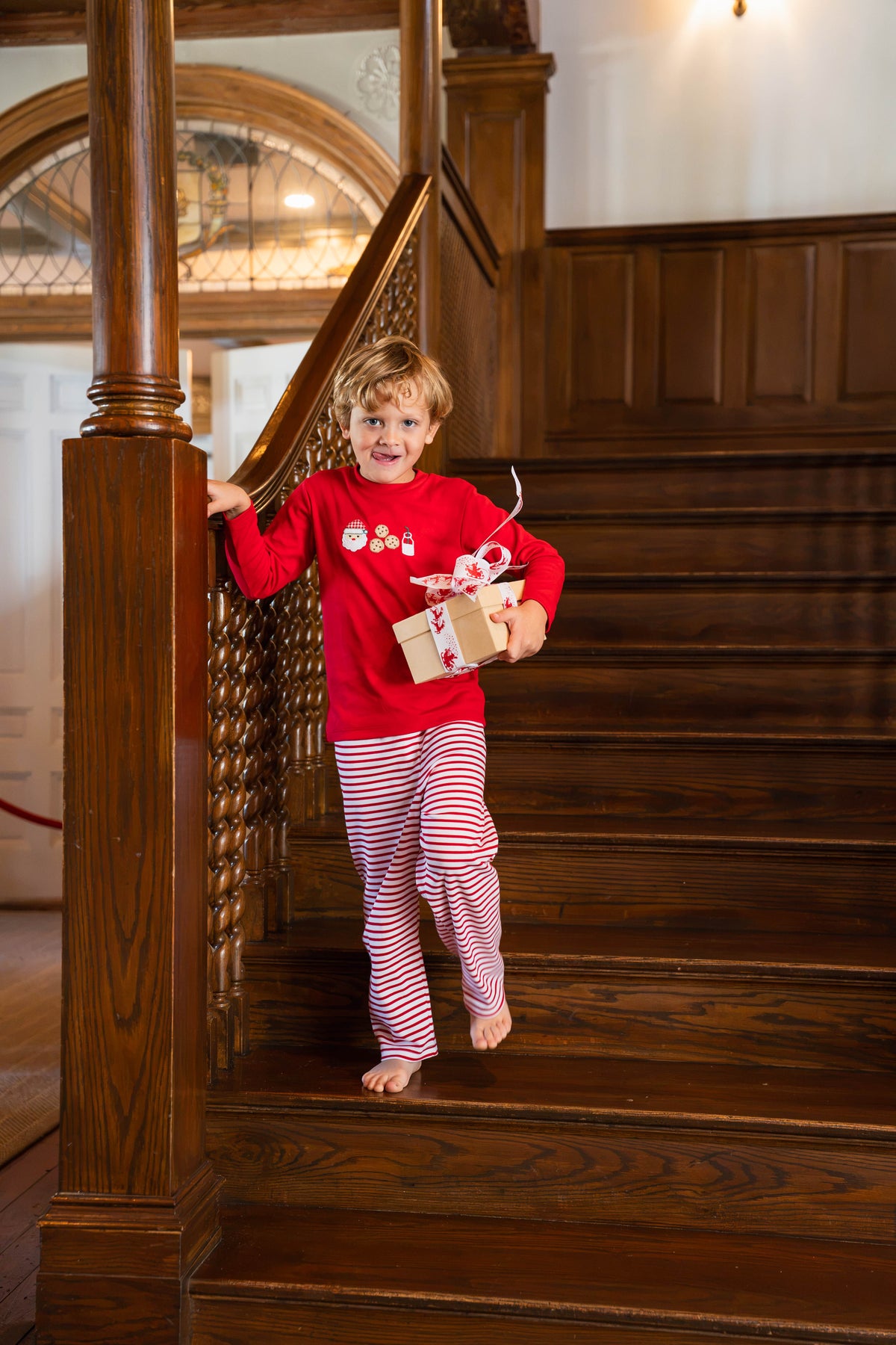 2 Piece Applique Boys Pant Set - Santa Cookie