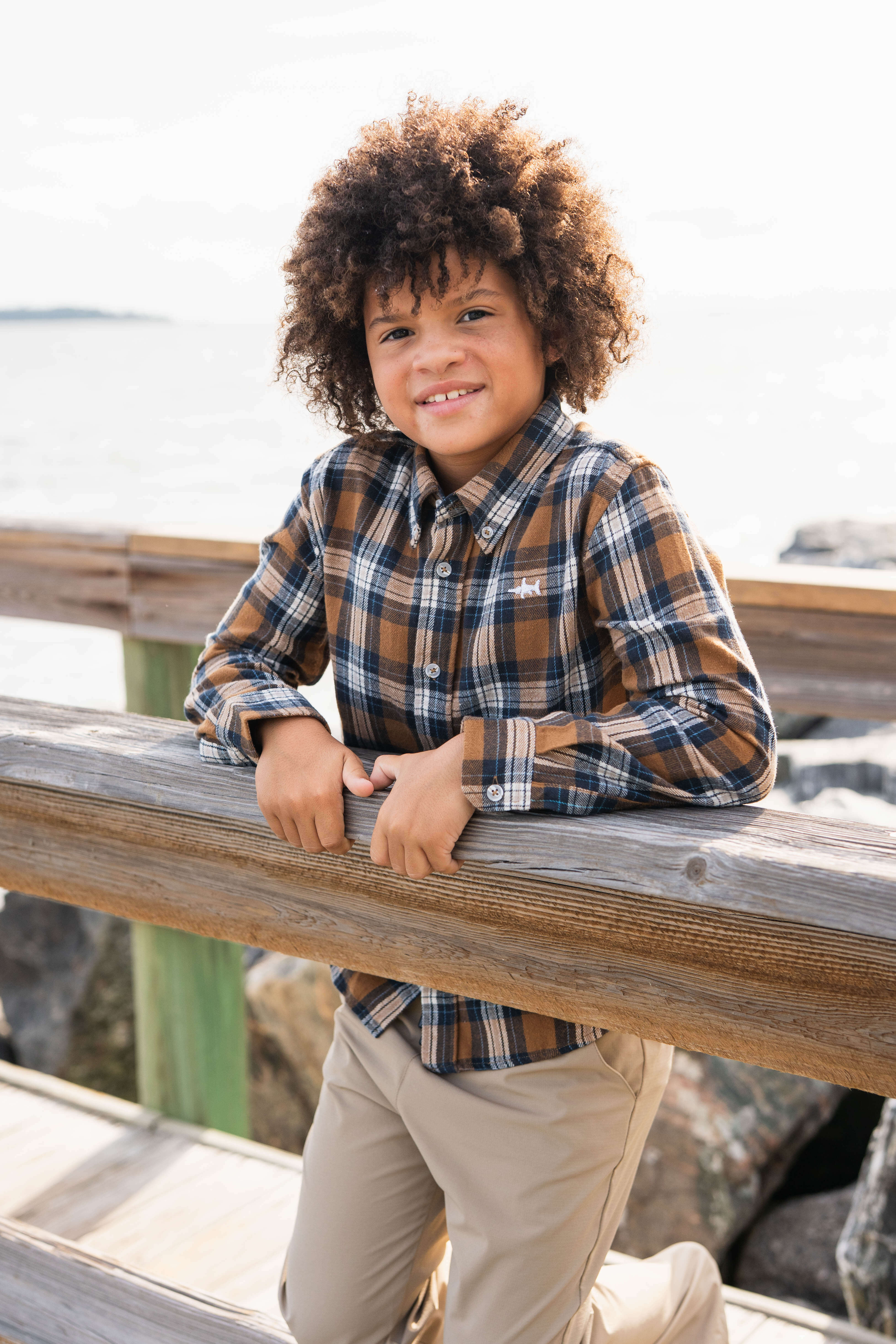 Folly Island Boys Flannel Camel