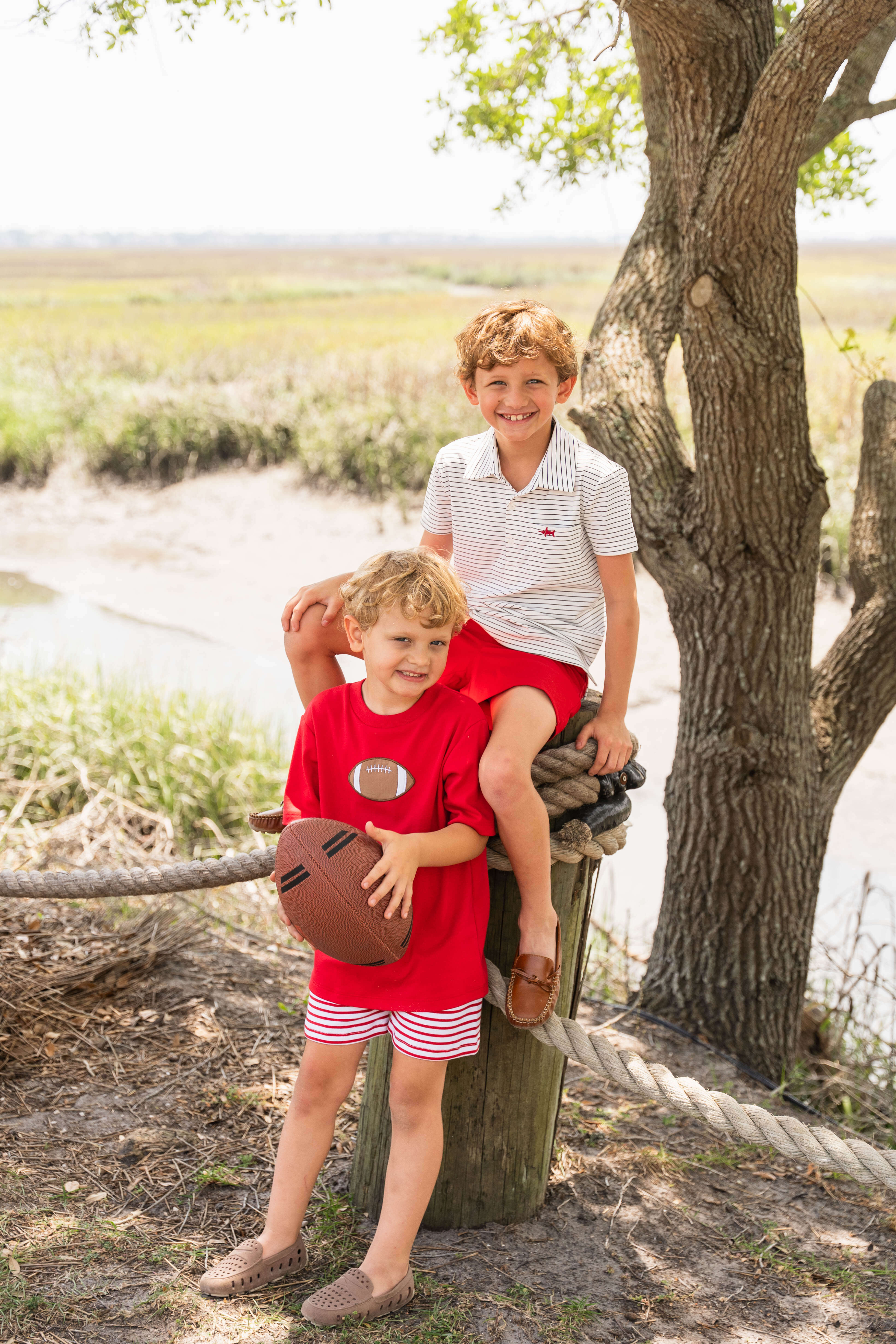 2 Piece Boys Applique Short Set - Football