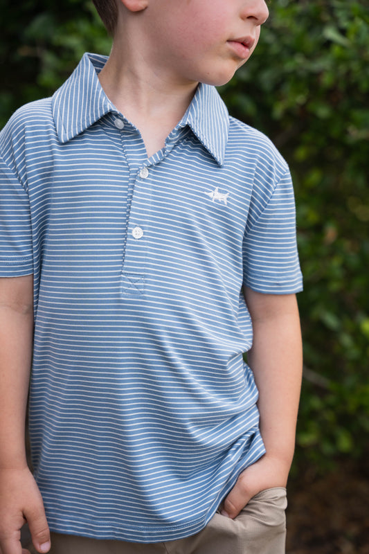 Banks Performance SS Polo Blue/White Stripe 