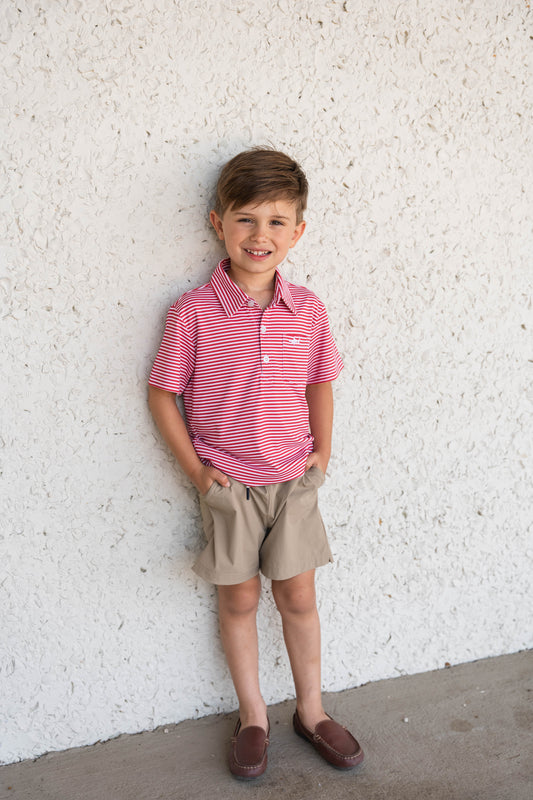 Inshore Performance Polo Red Stripe
