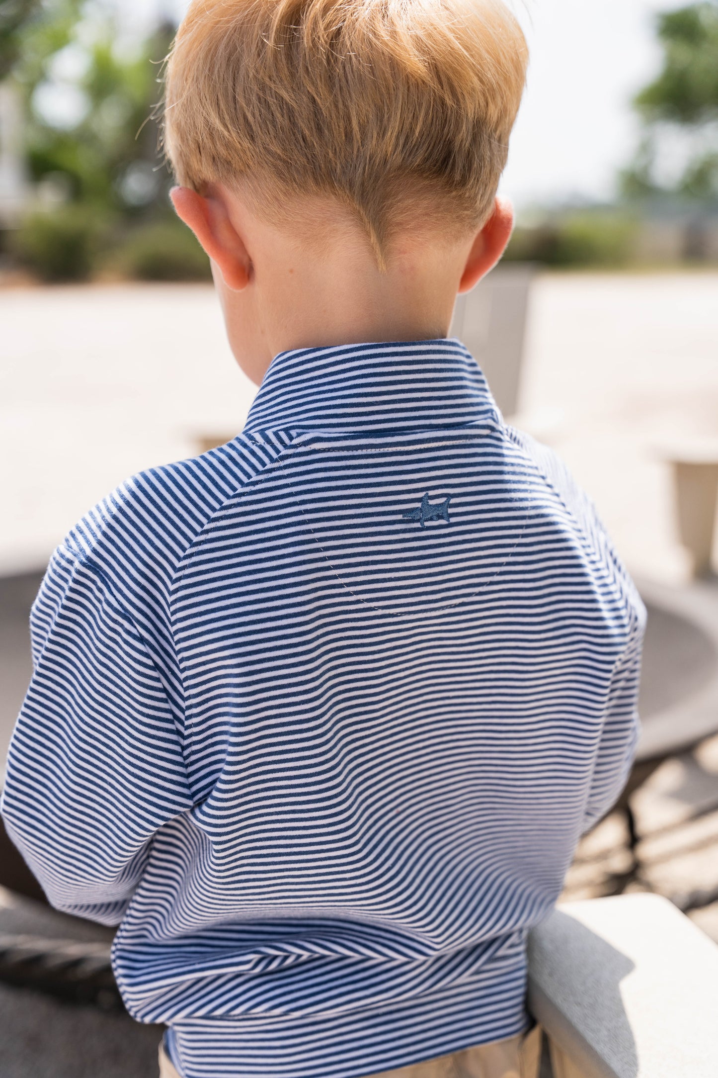 Collins Quarter Zip Blue Stripe