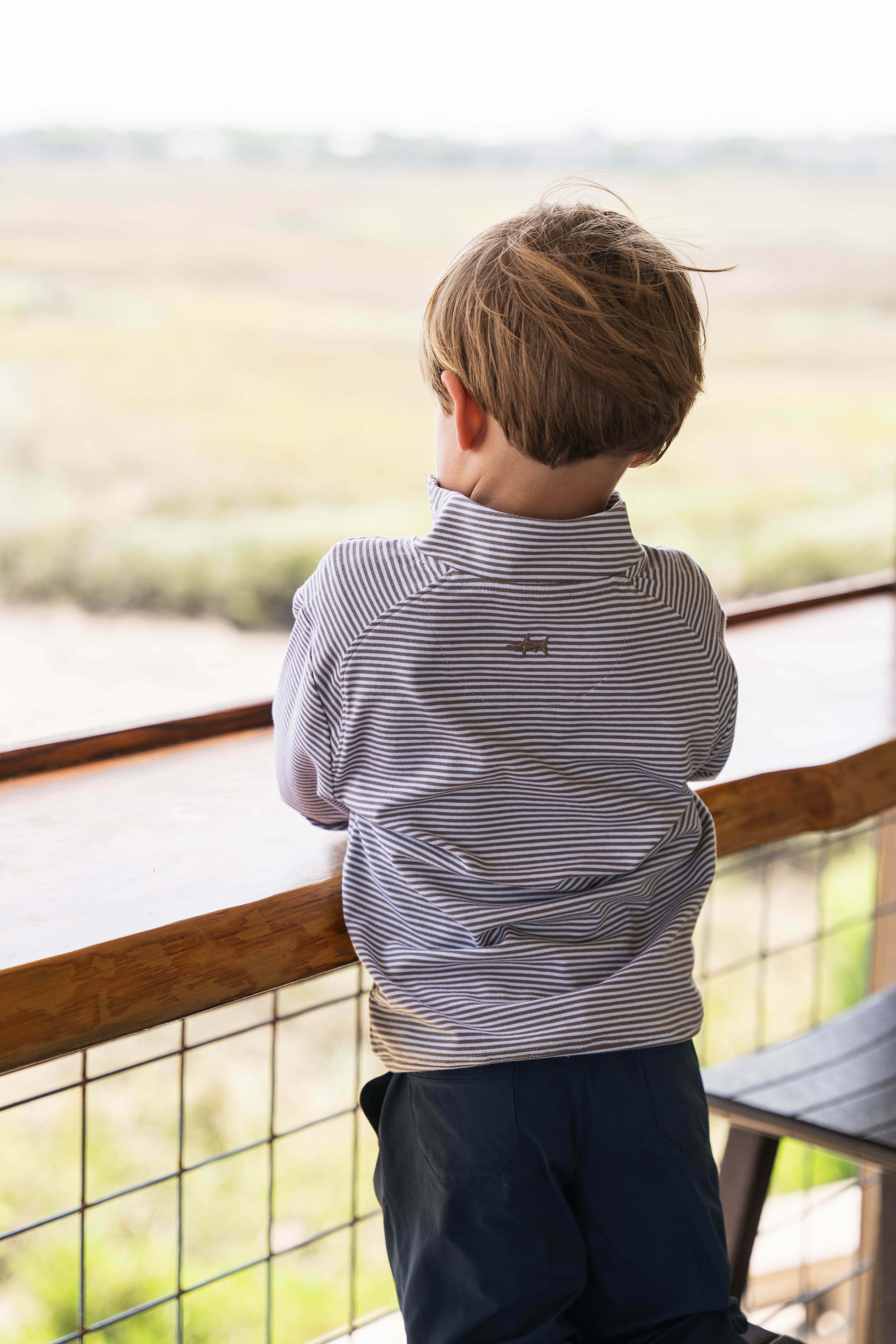 Collins Boys Quarter Zip Khaki Stripe