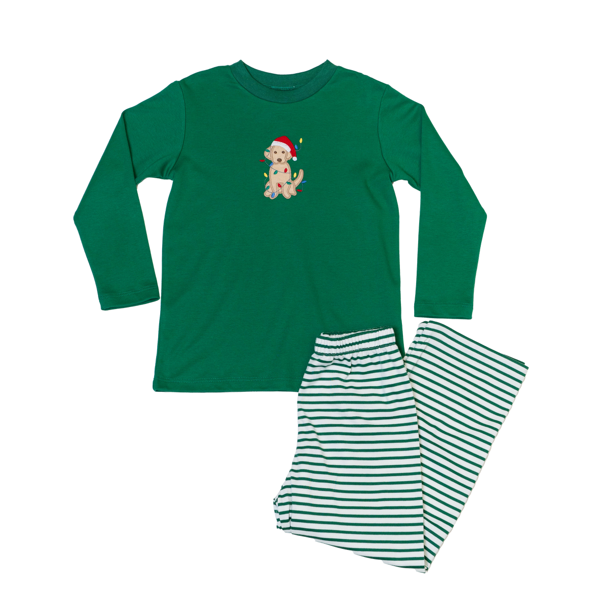 2 Piece Applique Boys Pant Set - Christmas Puppy