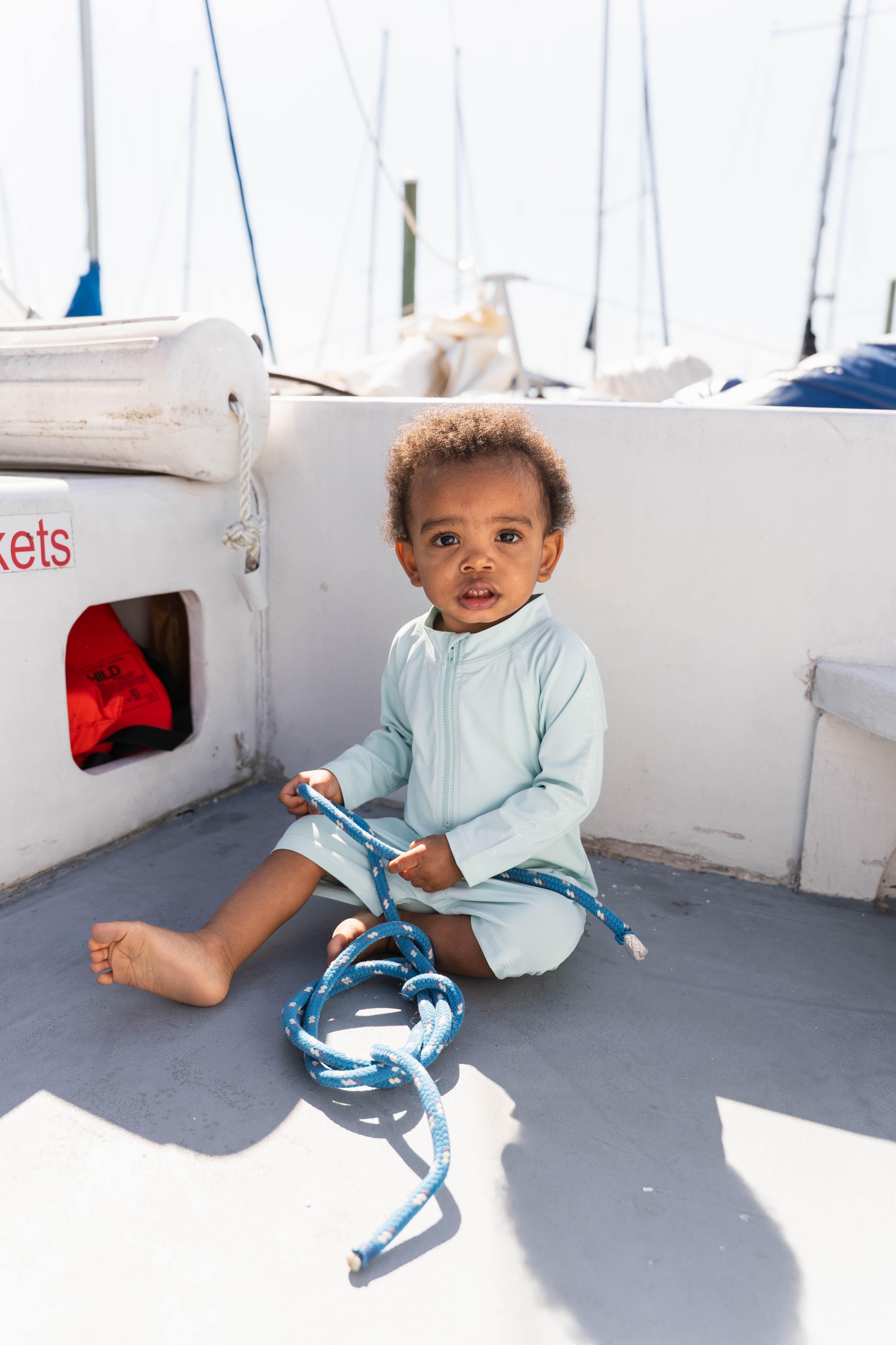 Tybee Rashguard Romper Light Blue