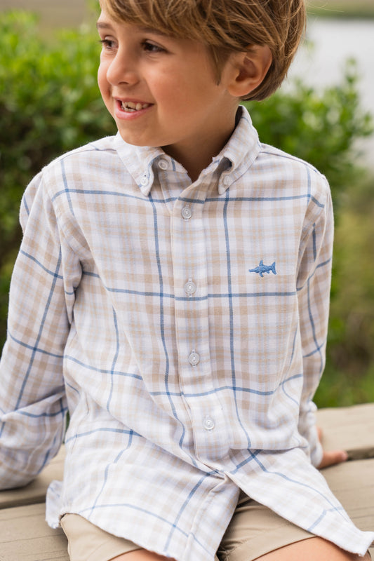 Carter Oxford Shirt Khaki/Blue Plaid