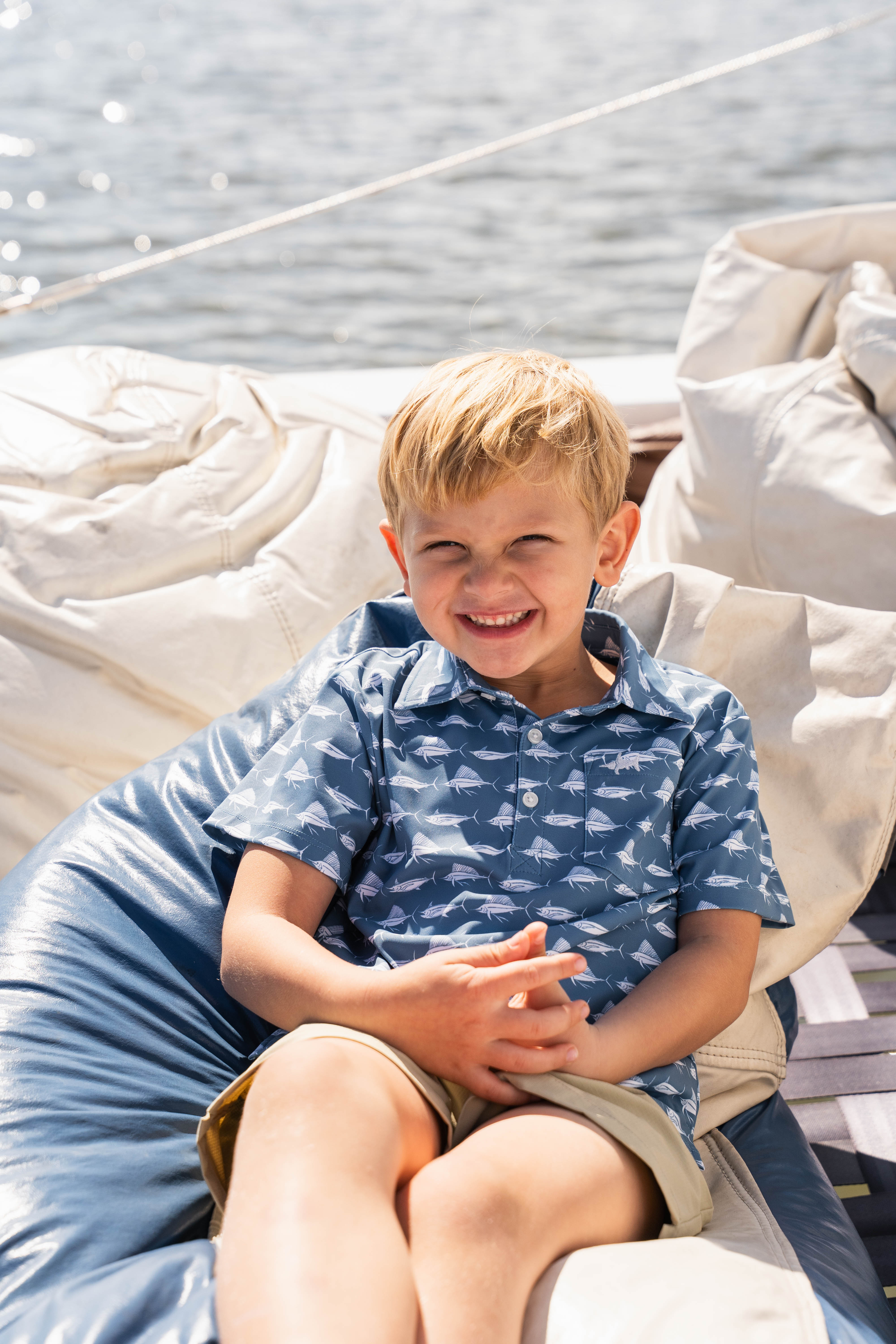 Inshore Performance Polo Navy White Fish