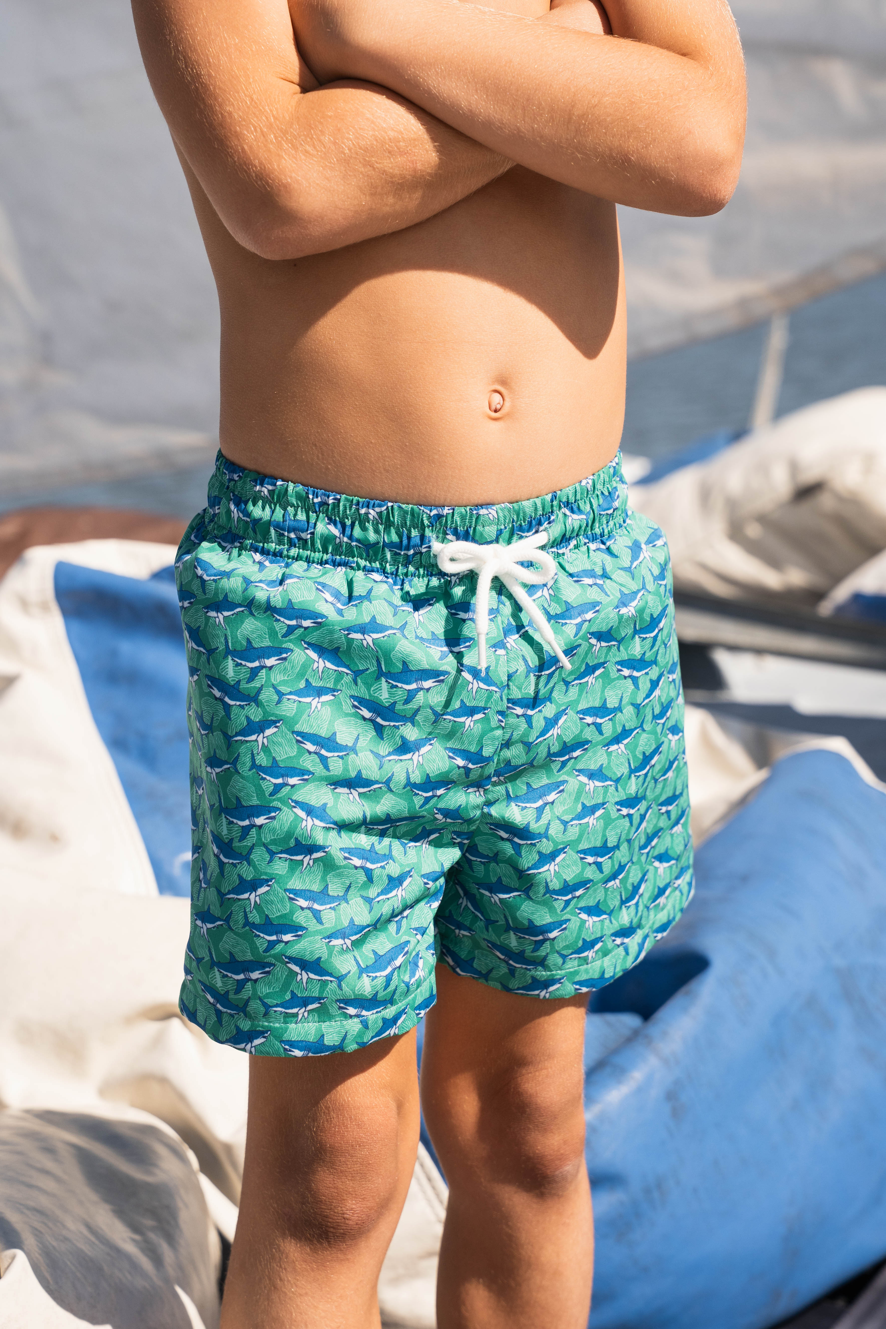 Saint Simons Swim Trunk Green Shark