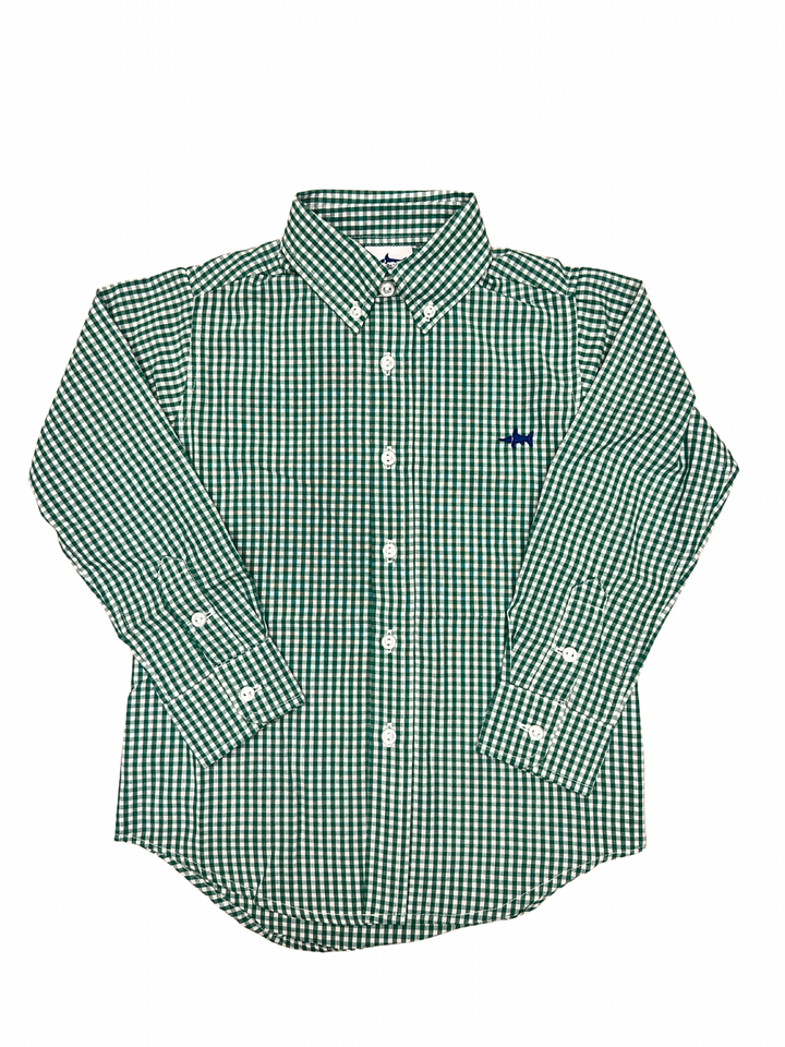 Carter Oxford Boys Shirt Green Check 
