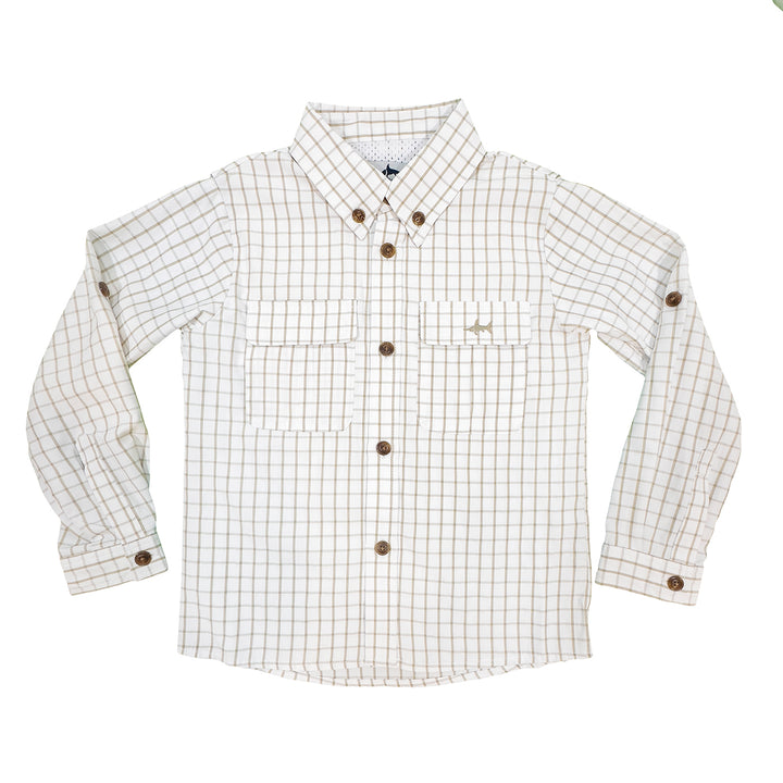 Flagler Fishing Shirt - Khaki Plaid