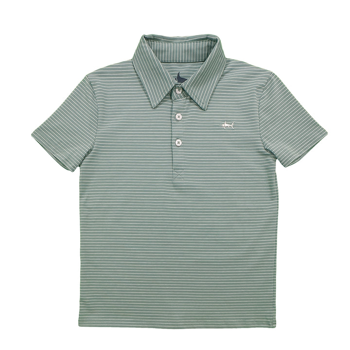 Banks Performance Polo - Aqua/White Stripe