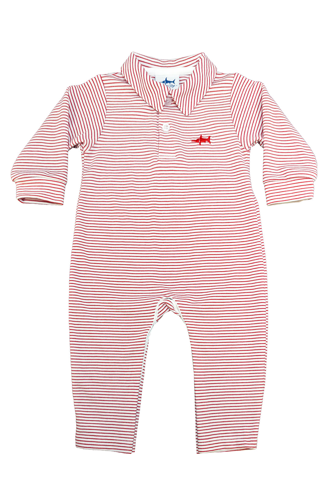 SBC Signature LS Polo Romper - Red Stripe