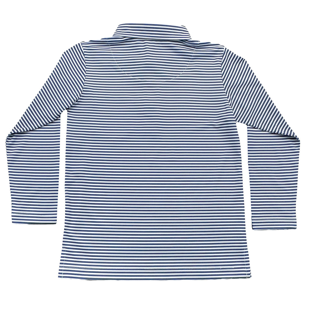 Inshore Performance Polo LS Navy Stripe  