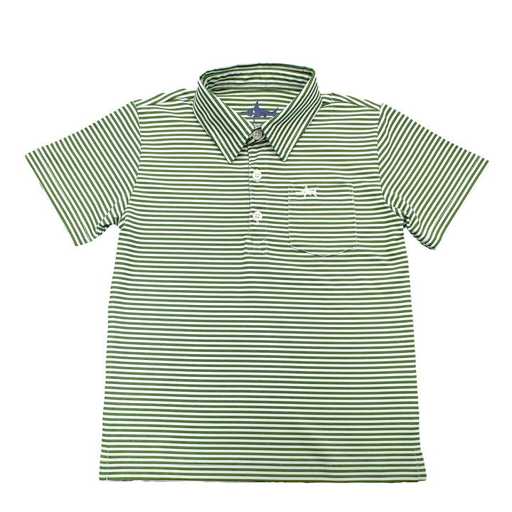 Inshore Performance Polo Green Stripe 