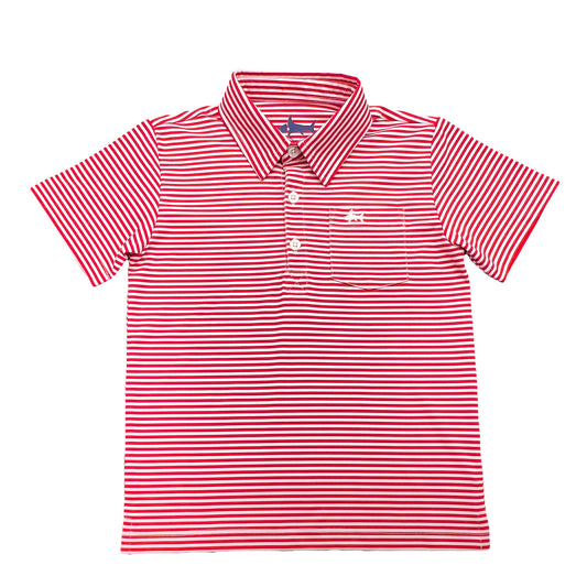 Inshore Performance Polo Red Stripe