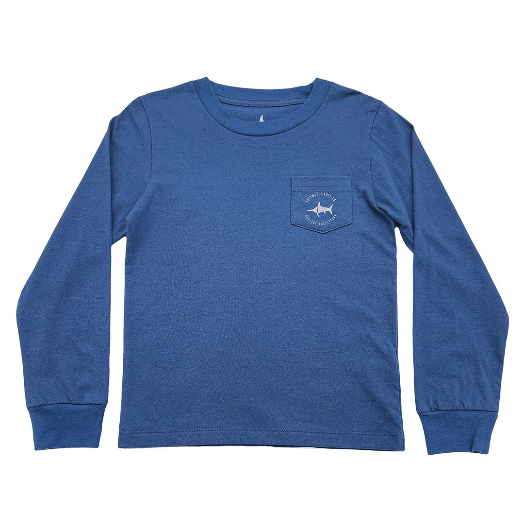 Christmas Postcard Graphic Tee LS Blue