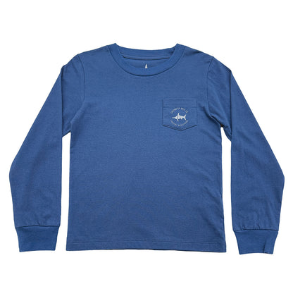 Christmas Postcard Graphic Tee LS Blue