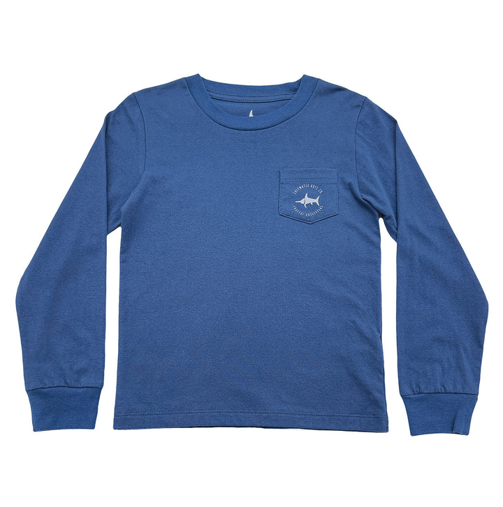 Christmas Postcard Graphic Tee LS Blue