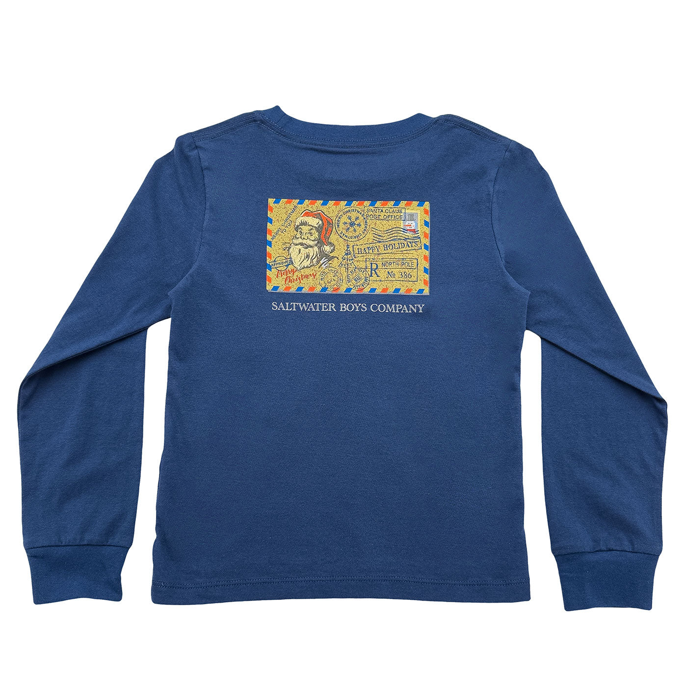 Christmas Postcard Graphic Tee LS Blue