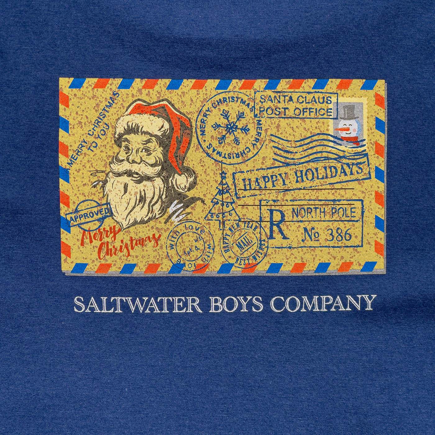 Christmas Postcard Graphic Tee LS Blue