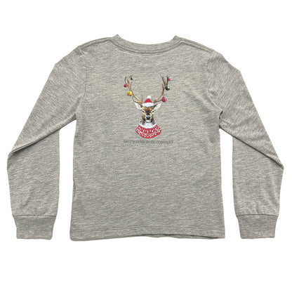 Christmas Ornament Deer Graphic Tee LS Grey
