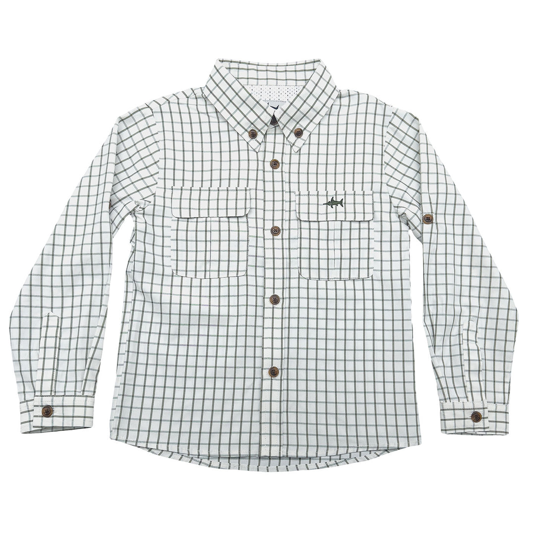 Flagler Fishing Shirt Olive & White Plaid
