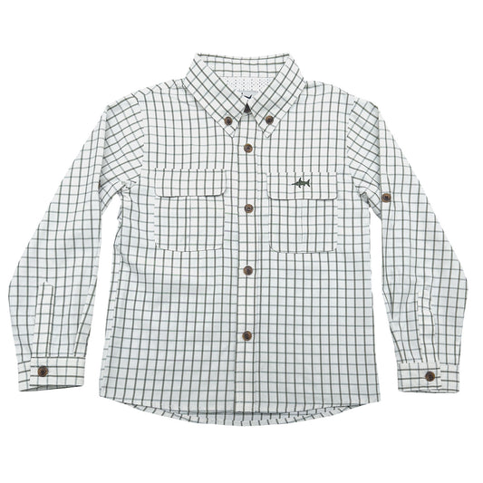 Flagler Fishing Shirt Olive & White Plaid