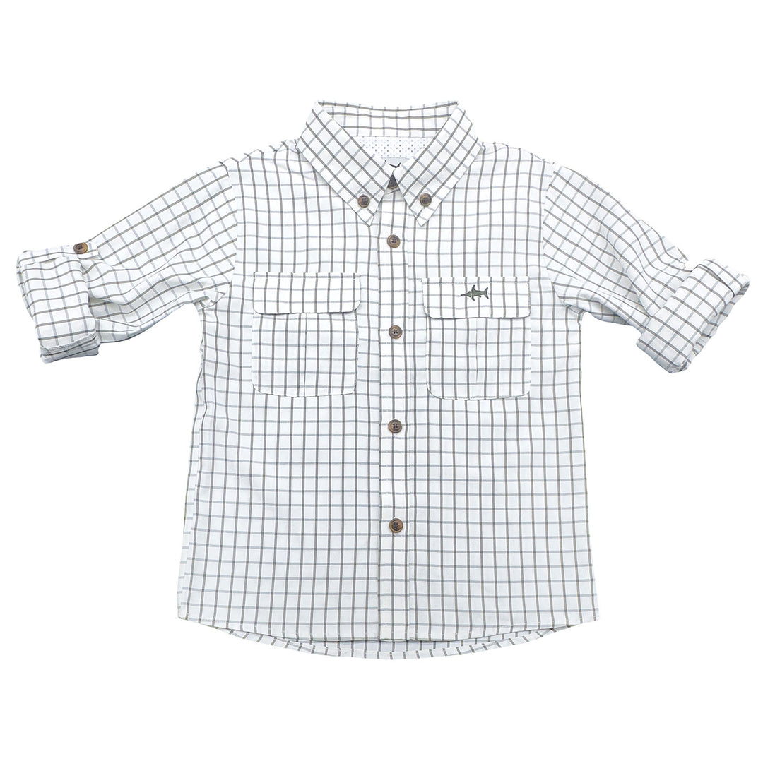Flagler Fishing Shirt Olive & White Plaid