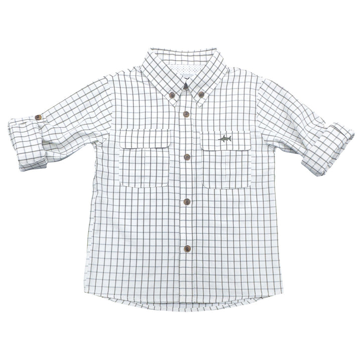 Flagler Fishing Shirt Olive & White Plaid