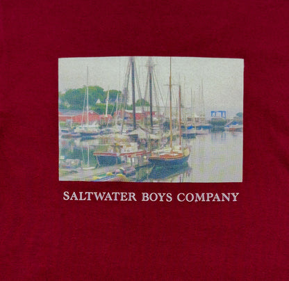 Harbor Boats Graphic Tee LS Maroon