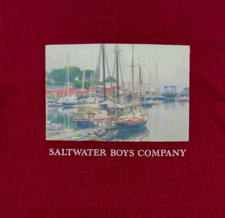 Harbor Boats Graphic Tee LS Maroon
