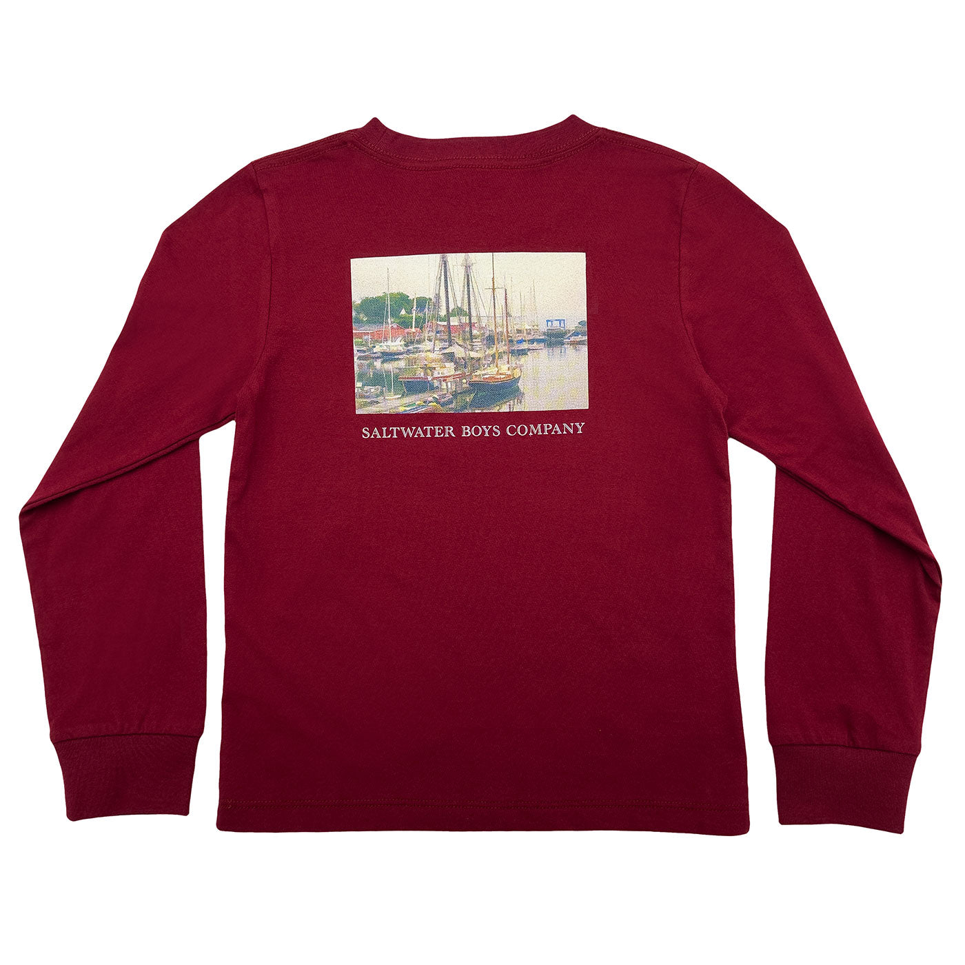 Harbor Boats Graphic Tee LS Maroon