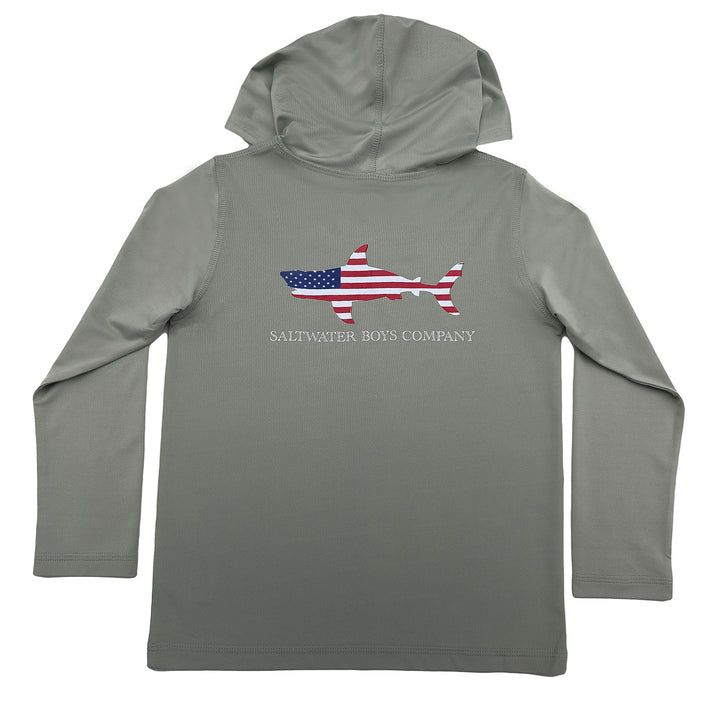 Flag Shark Performance Hoodie Grey