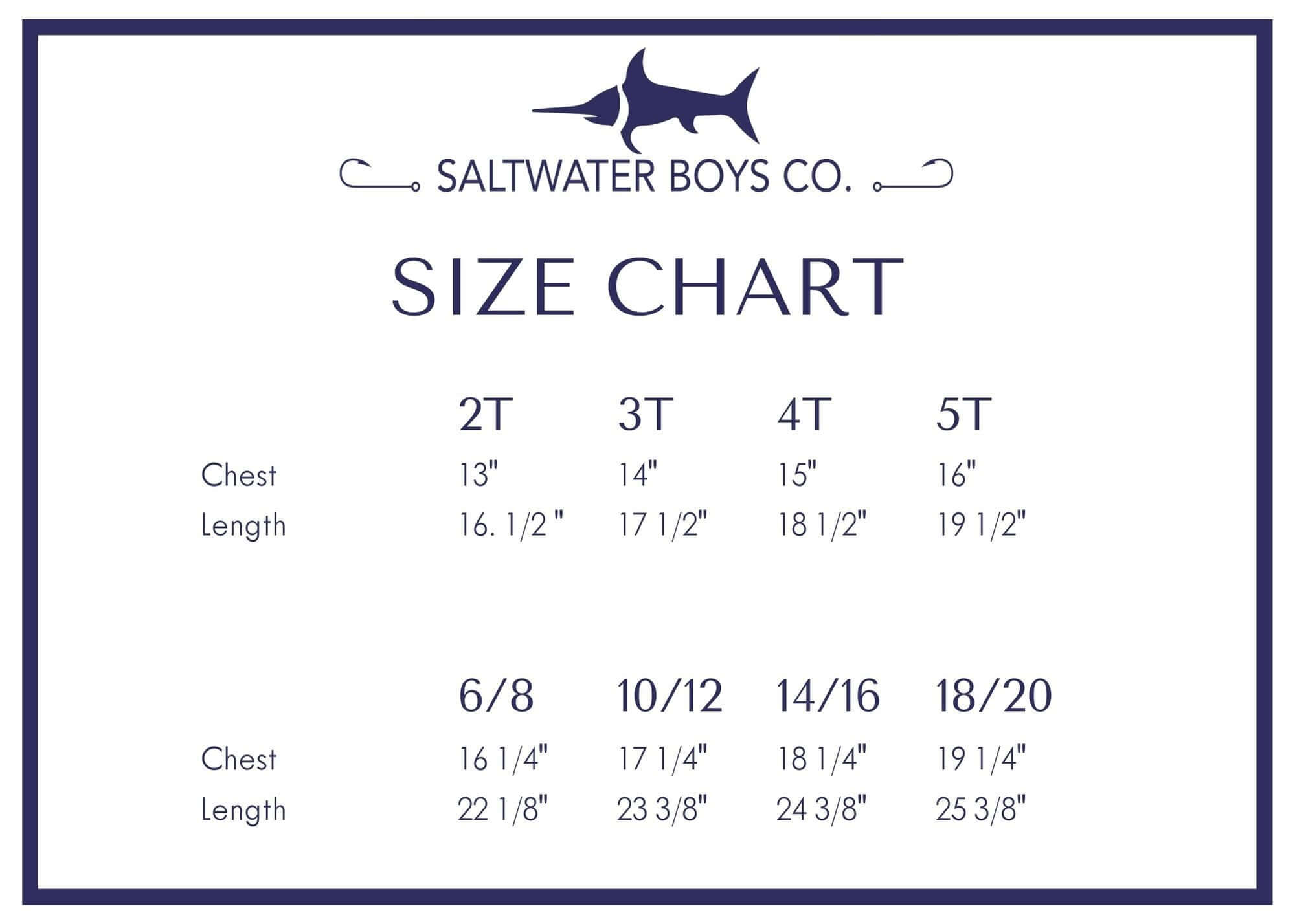 Size Chart Saltwater Boys