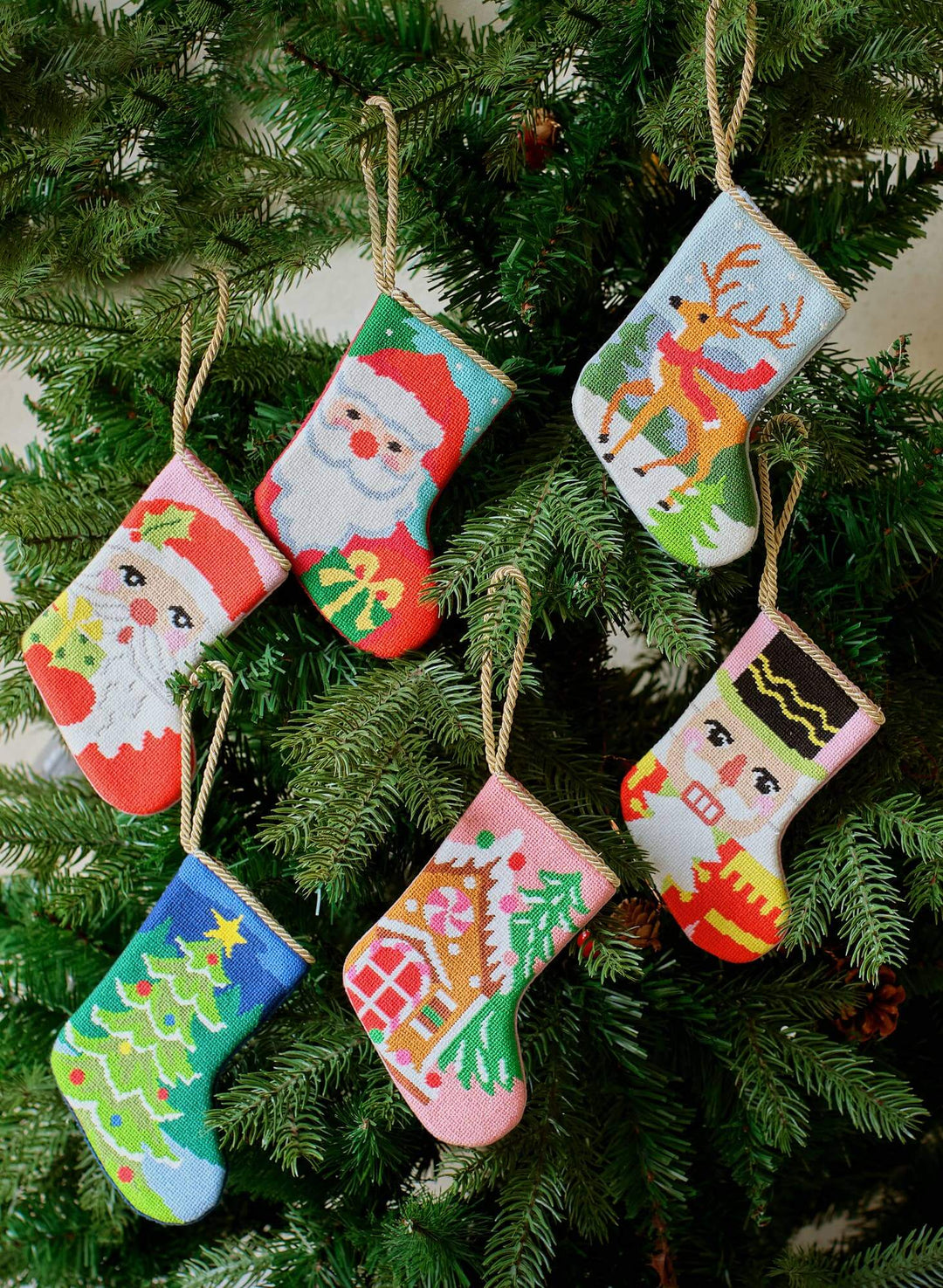 Christmas Tree Embroidered Mini Stocking