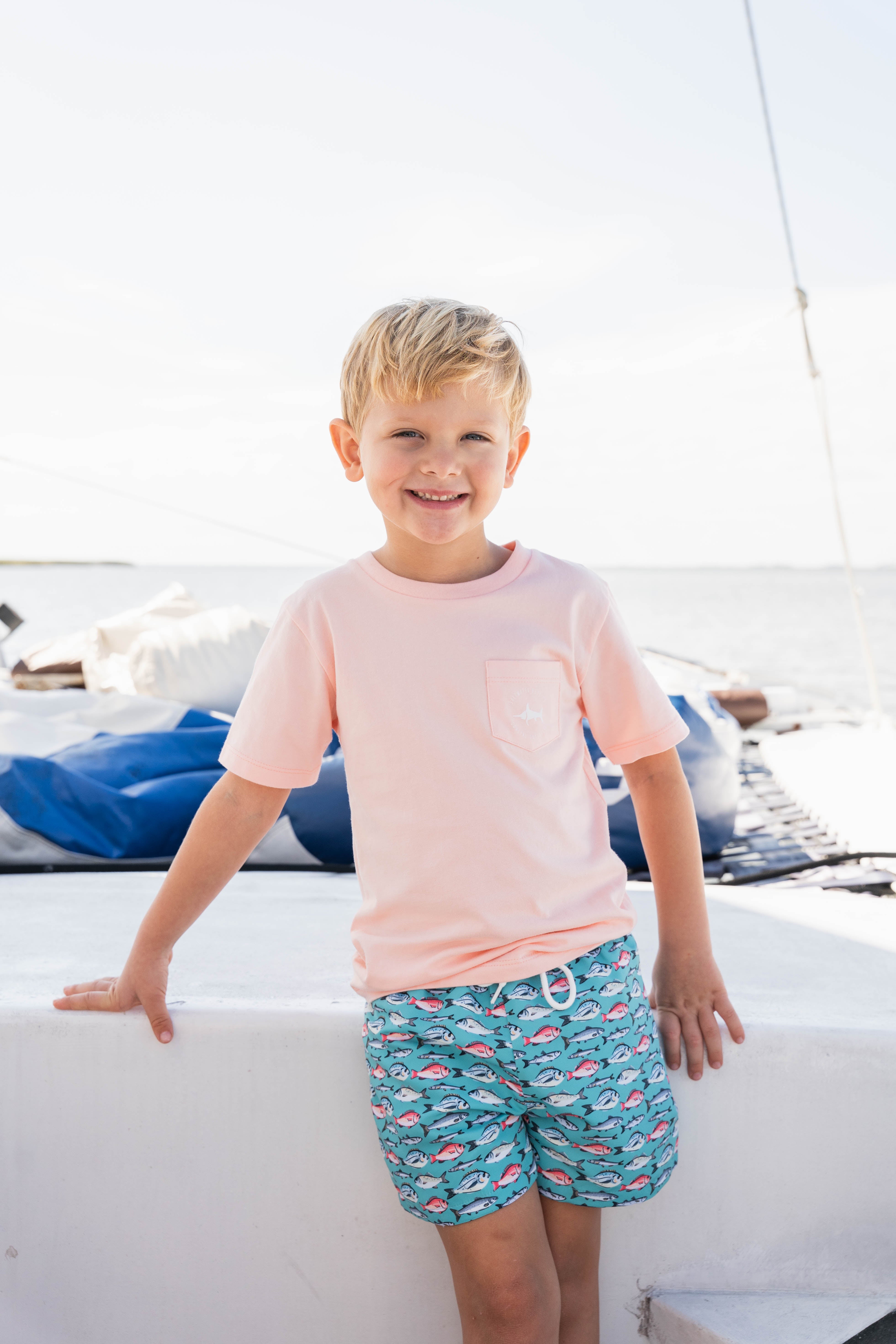 Saint Simons Swim Trunk Aqua Fish