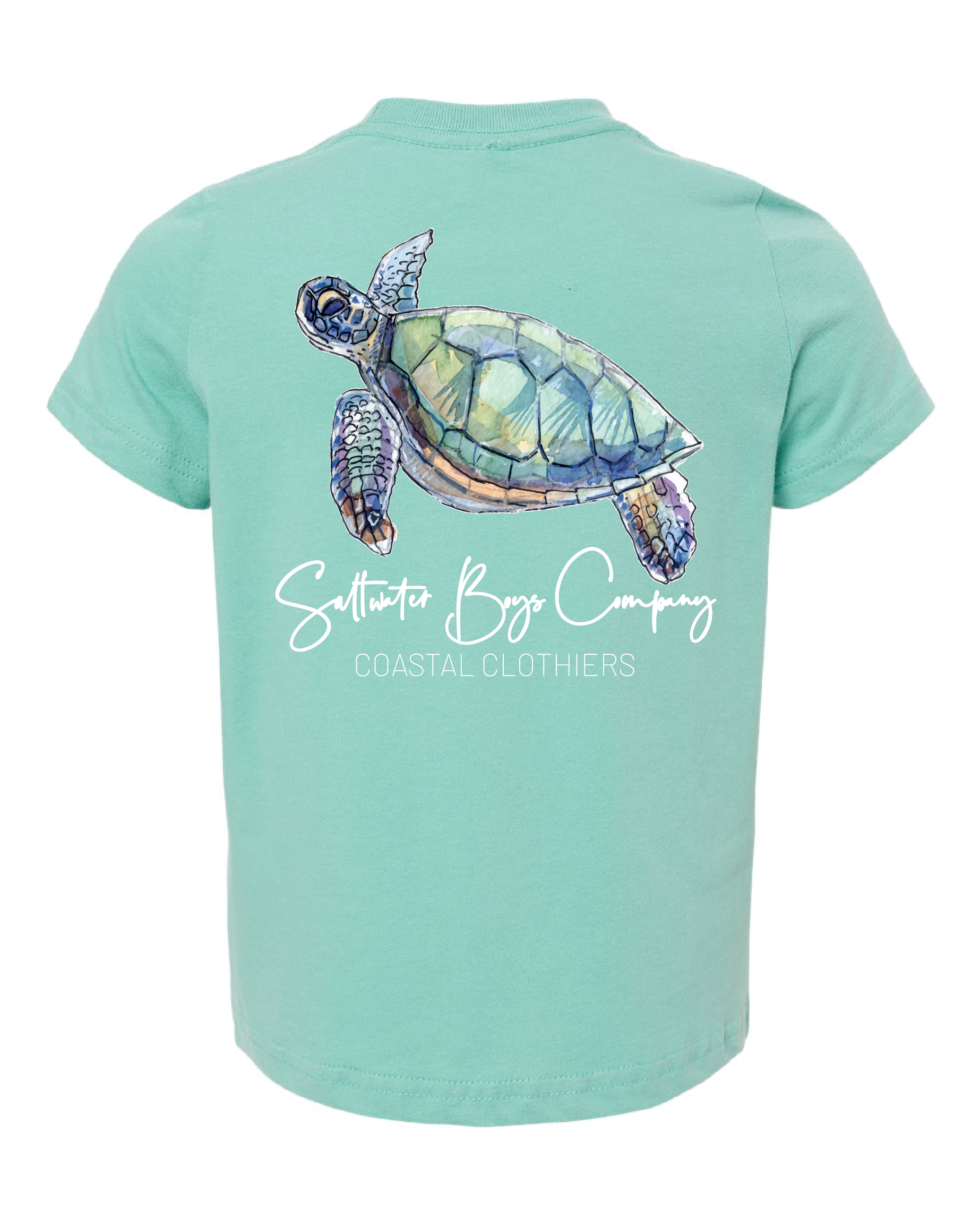 Sea Turtle Short Sleeve Graphic Pocket Tee Aqua