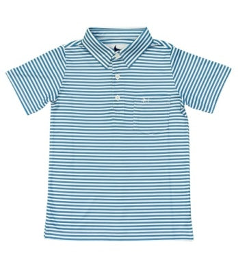 ADULT Inshore Performance Polo Teal/White stripes
