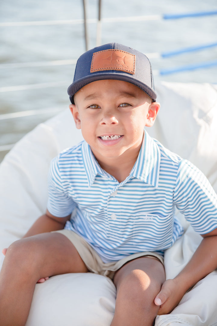 Saltwater Boys Co. Leather Logo Hat Navy