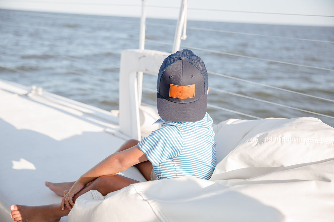 Saltwater Boys Co. Leather Logo Hat Navy