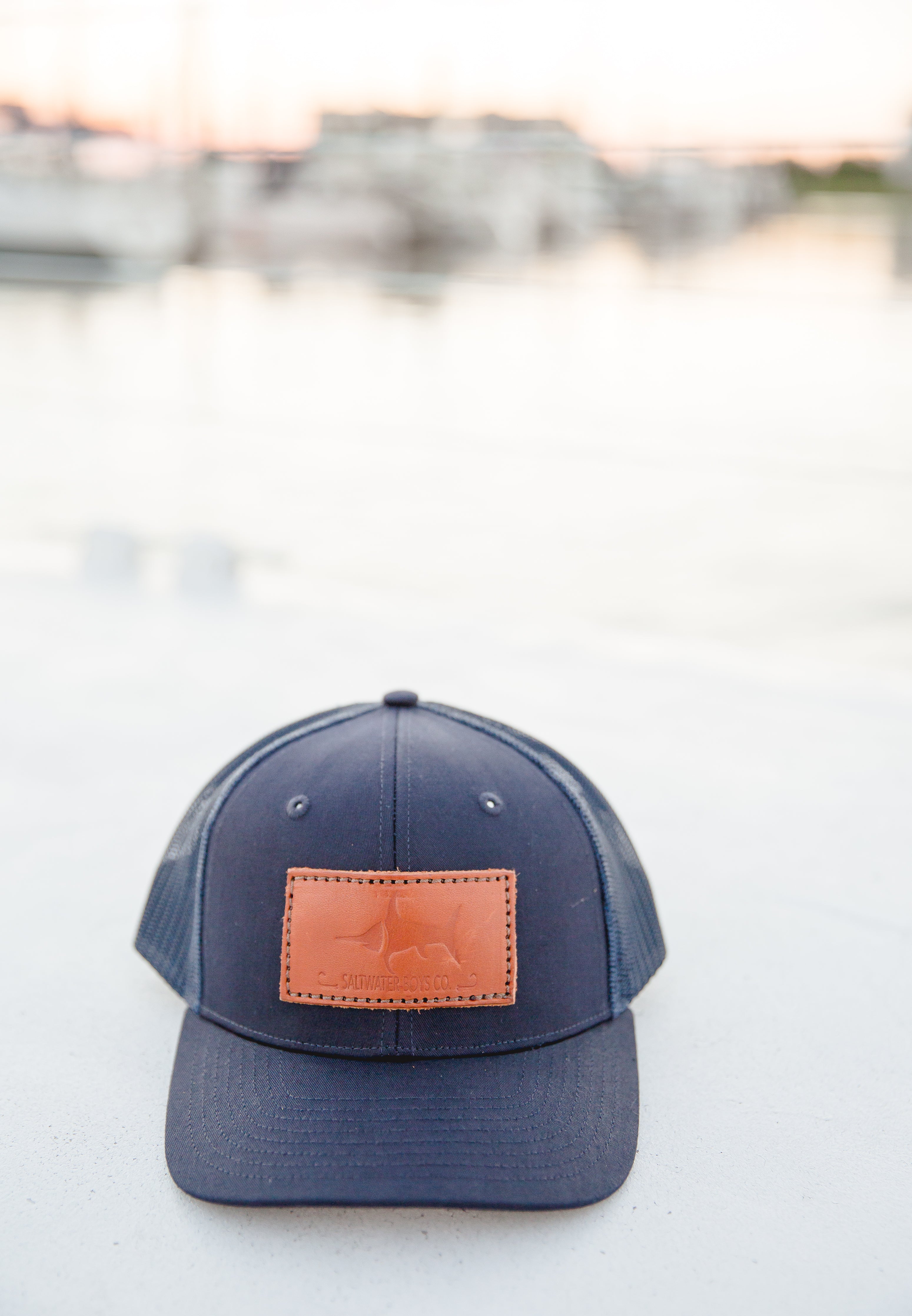 Saltwater Boys Co. Leather Logo Hat Navy